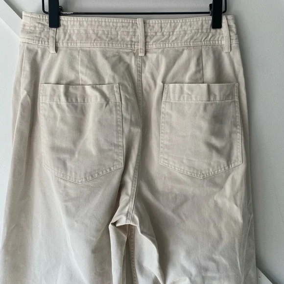 Apiece Apart Merida High Waist Wide Leg Crop Pants Khaki Cotton Size 6 | Minimal - Picture 10 of 15